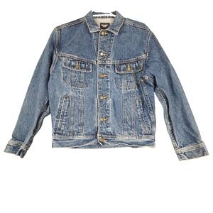 Wrangler Sport Blue Denim Jacket Classic Fit Button Front Trucker‎ Style